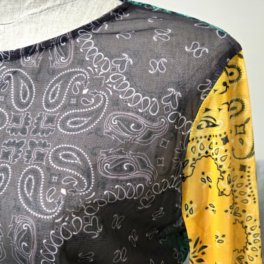 Bandana Print Sheer Bodysuit Junior Sz 1X - Picture 4 of 5